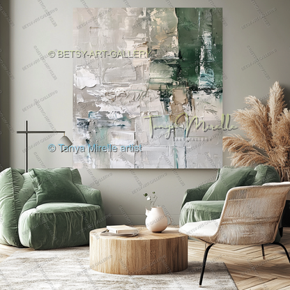 Serene Neutral Painting - Large Modern Abstract Impasto Painting