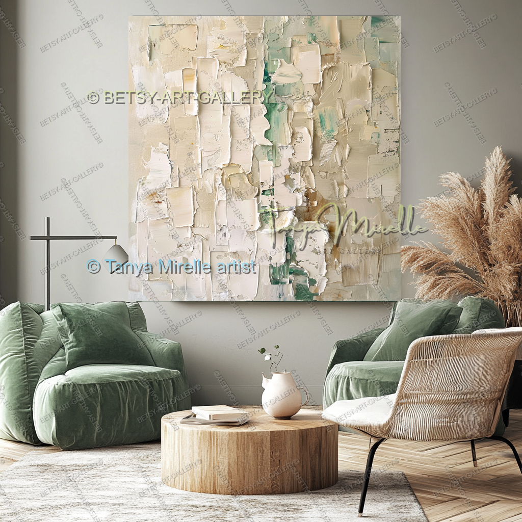 Soft Beige Composition – Handcrafted Impasto Oil Canvas