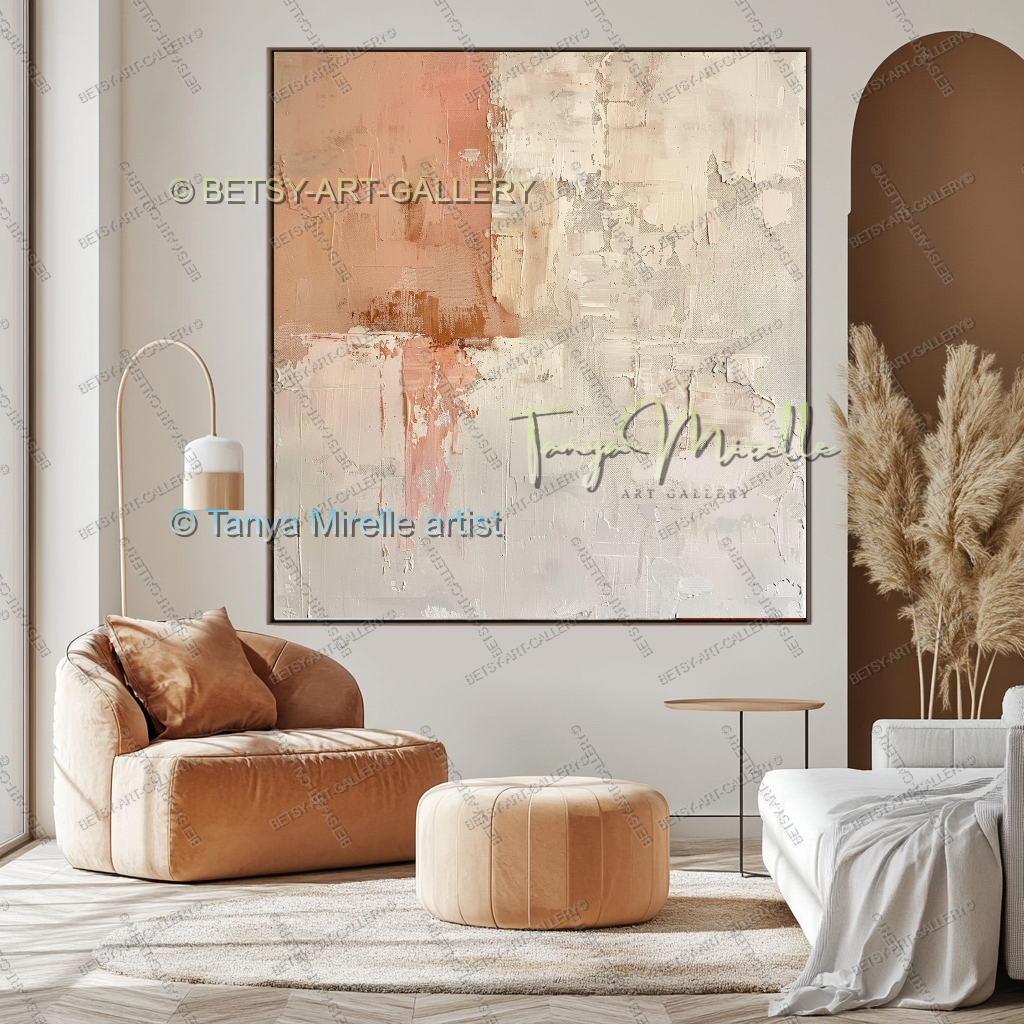 Modern Coral Statement - Elegant Abstract Canvas for Modern Homes