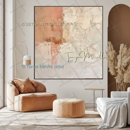 Modern Coral Statement - Elegant Abstract Canvas for Modern Homes