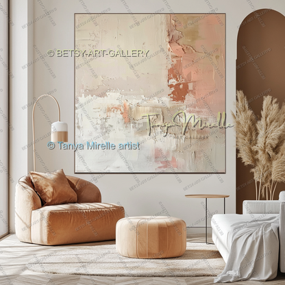 Modern Coral Statement - Elegant Abstract Canvas for Modern Homes