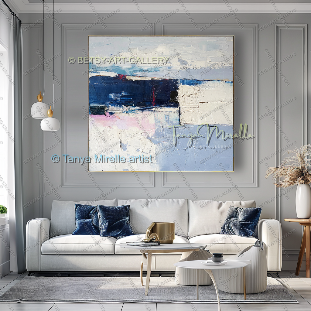 Modern Plum Accent Abstract Wall Art – Large Neutral Canvas Wall Art, No Frame