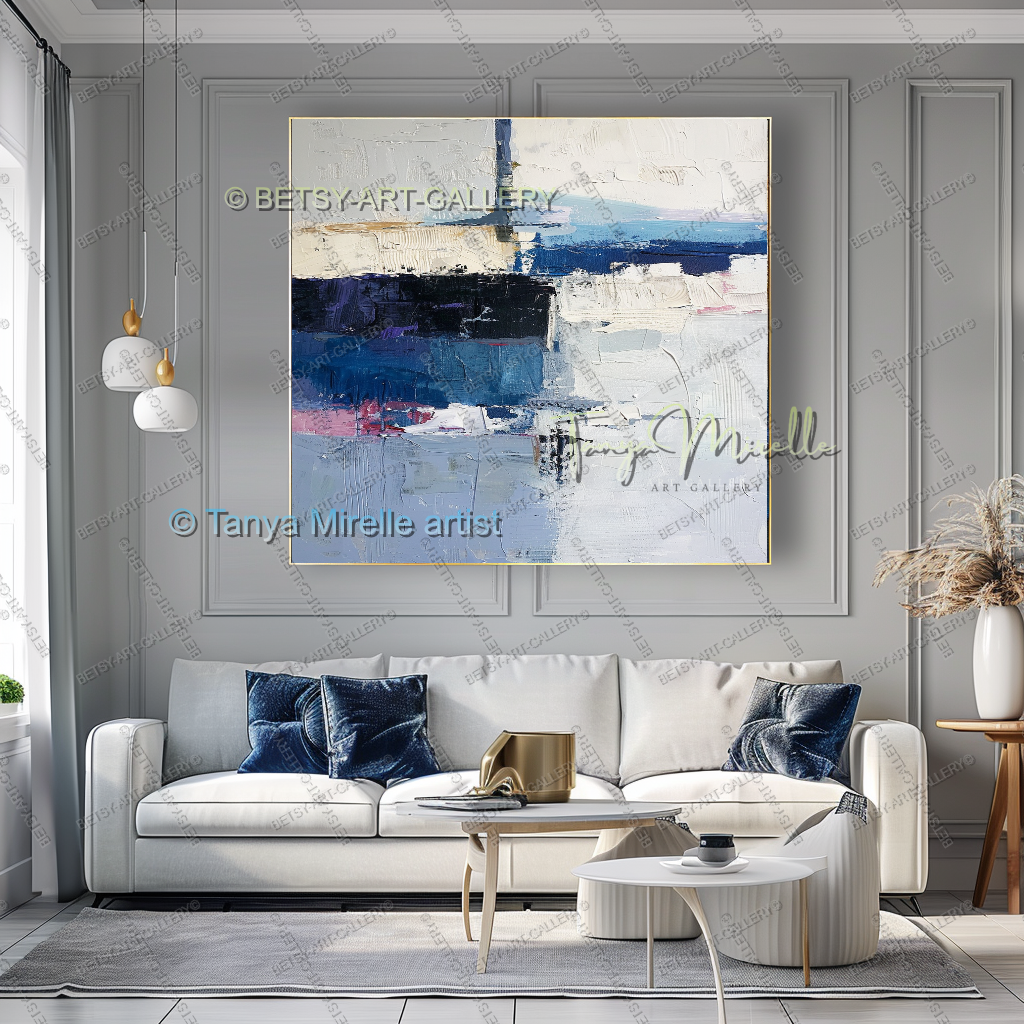 Modern Plum Accent Abstract Wall Art – Large Neutral Canvas Wall Art, No Frame