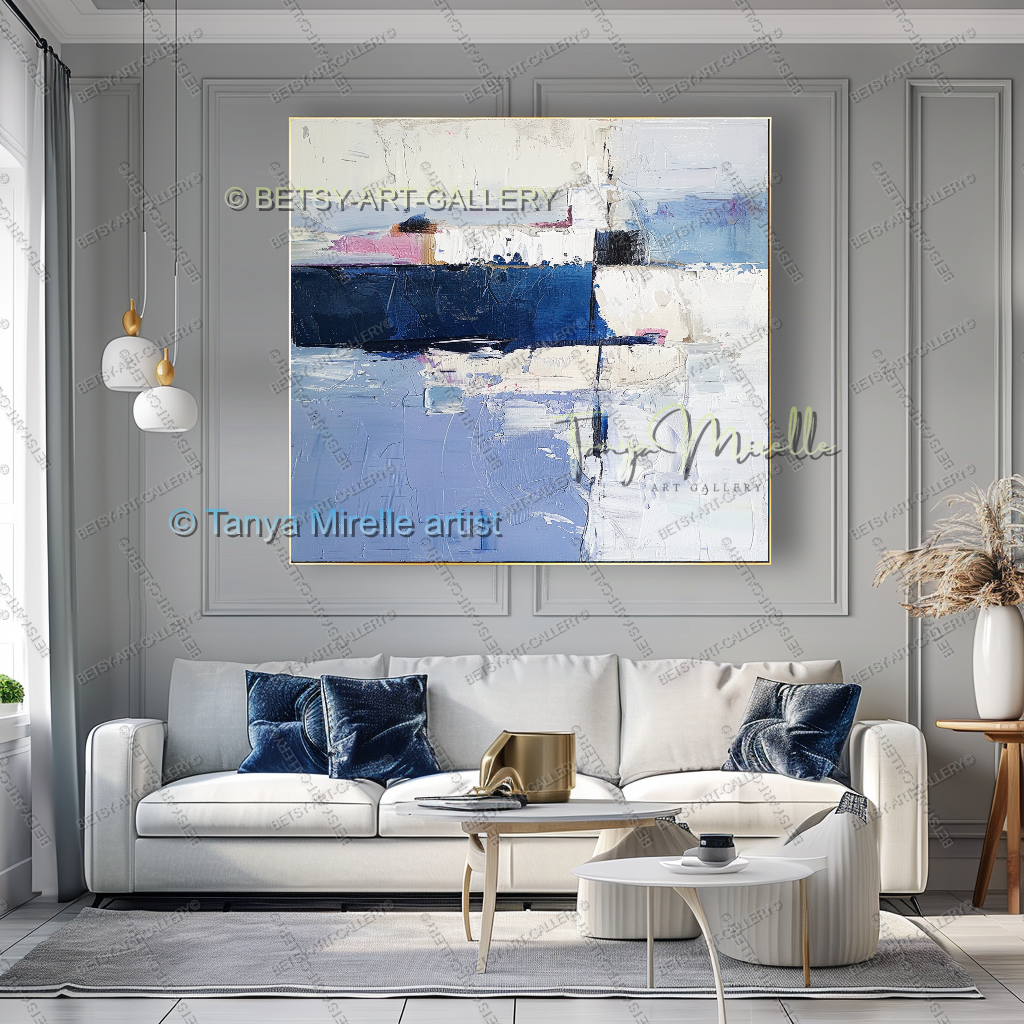 Modern Plum Accent Abstract Wall Art – Large Neutral Canvas Wall Art, No Frame