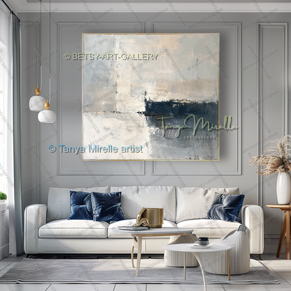 Indigo Statement Piece - Large Hand-Painted Abstract Wall Art