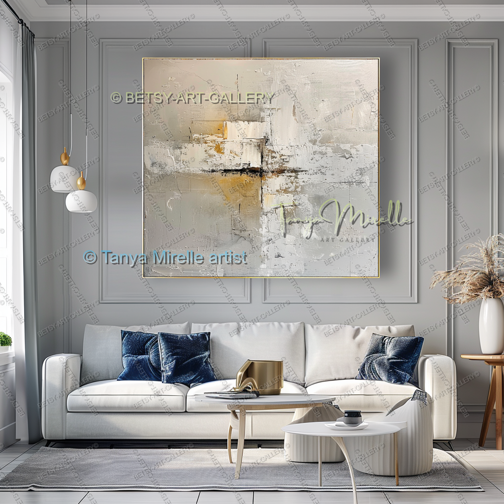 Urban Earth Abstract - ContemporaryTextured Canvas Art for Living Room