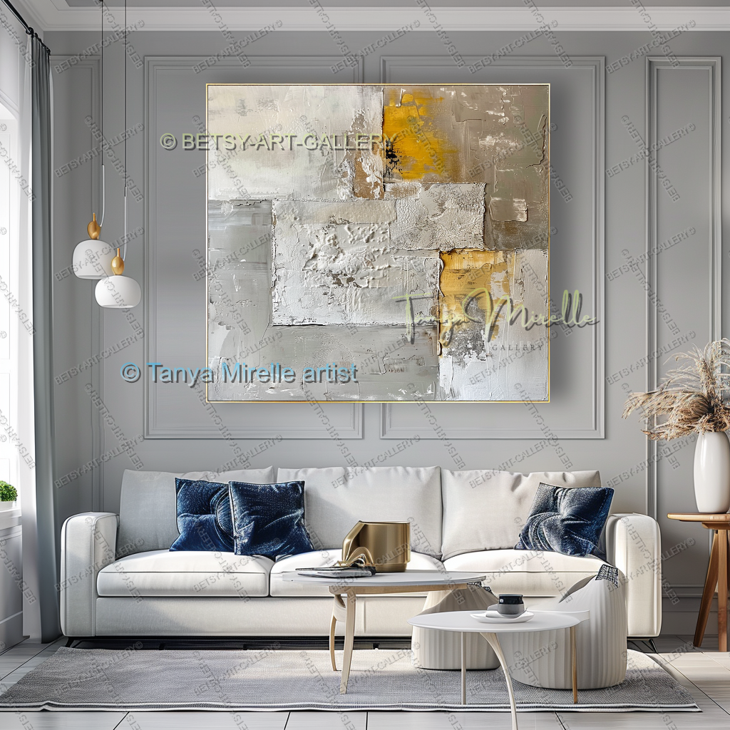 Urban Earth Abstract - ContemporaryTextured Canvas Art for Living Room