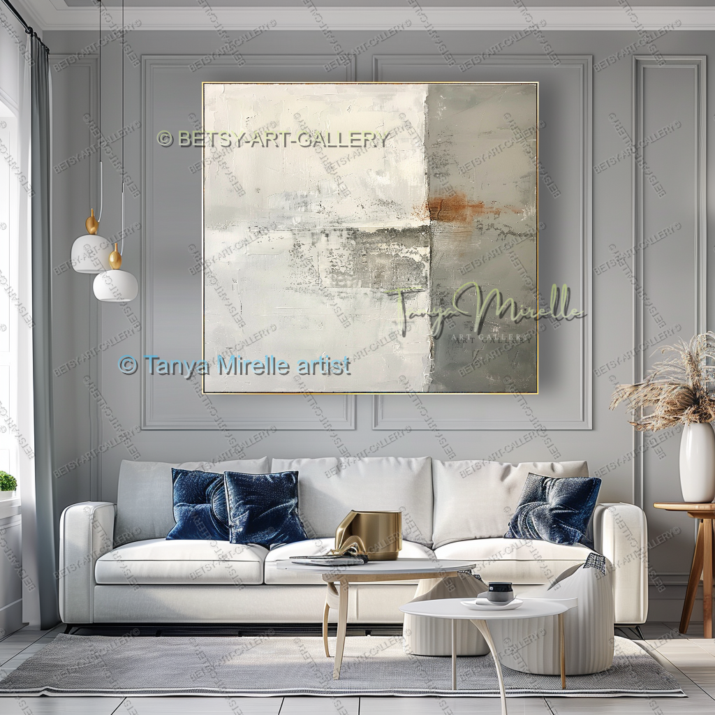 Modern Loft Painting - Abstract Textured Canvas Art for Office or Home