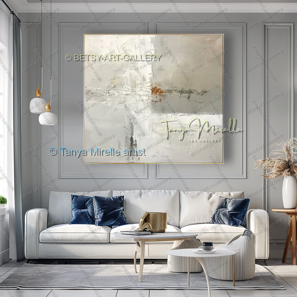 Modern Loft Painting - Abstract Textured Canvas Art for Office or Home