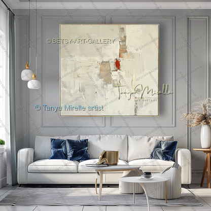 Copper Accent Wall Art - Large Taupe Art for Contemporary Decor