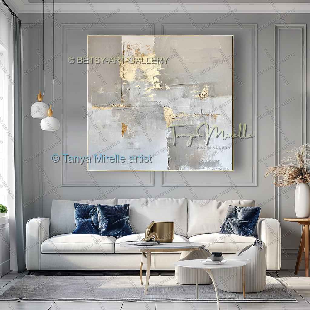 Architectural Gold Layers – Large Impasto Canvas Art for Modern Interiors