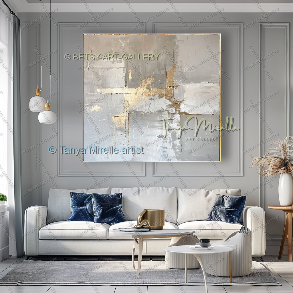 Architectural Gold Layers – Large Impasto Canvas Art for Modern Interiors