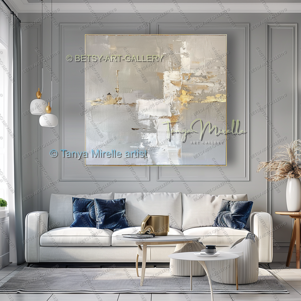 Architectural Gold Layers – Large Impasto Canvas Art for Modern Interiors