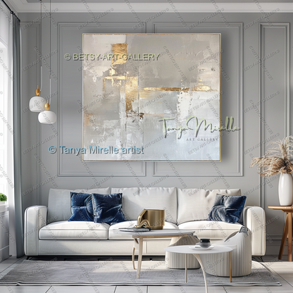 Architectural Gold Layers – Large Impasto Canvas Art for Modern Interiors