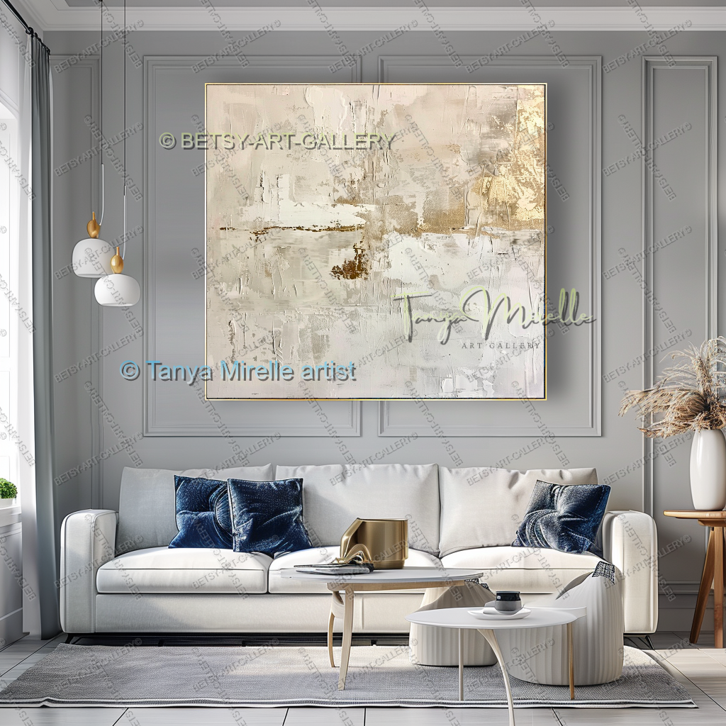 Sand and Gold Composition – Large Modern Textured Painting on Canvas
