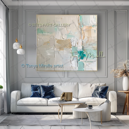 Industrial Ocean Abstract - Large Neutral Canvas Art for Living Room