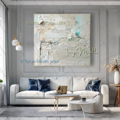 Industrial Ocean Abstract - Large Neutral Canvas Art for Living Room
