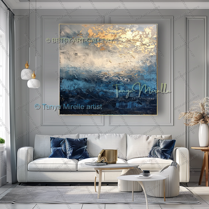 Deep Blue Structure – Modern Industrial Canvas, No Frame