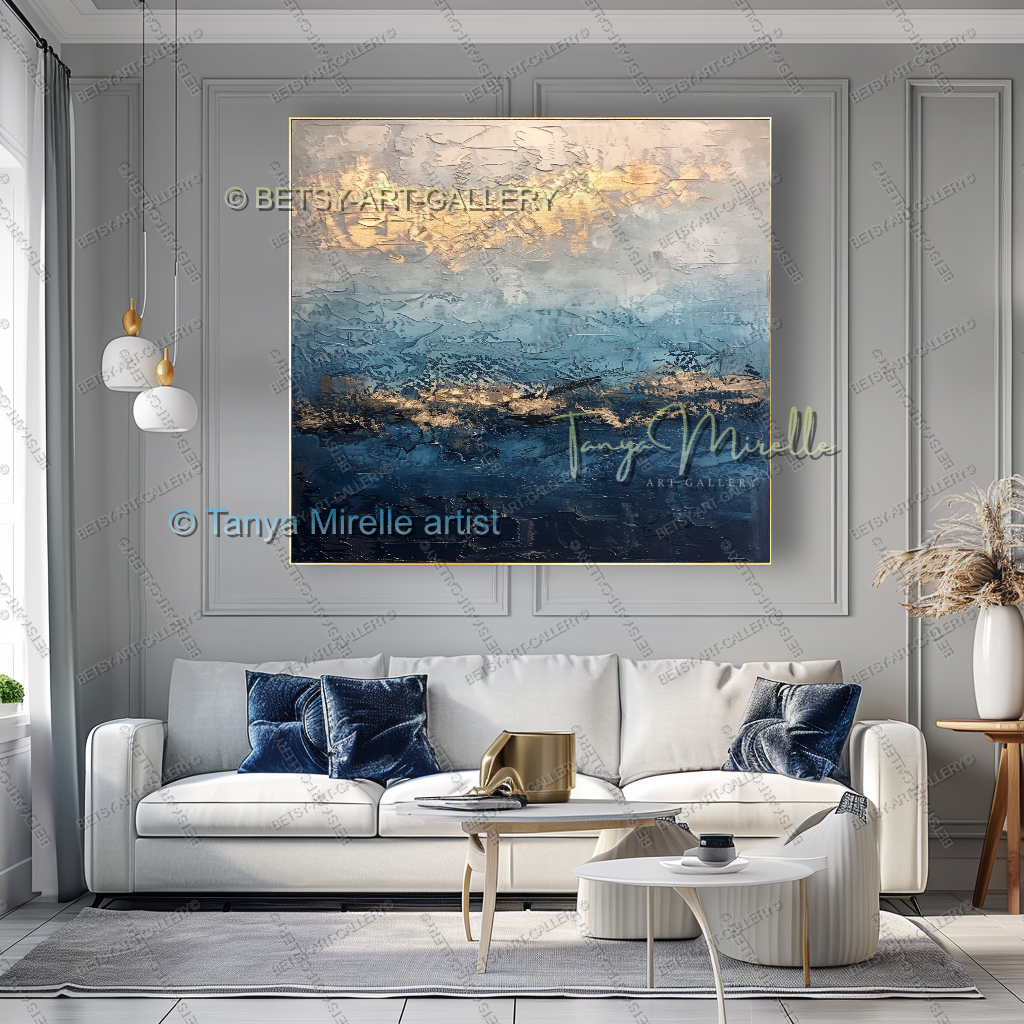 Deep Blue Structure – Modern Industrial Canvas, No Frame