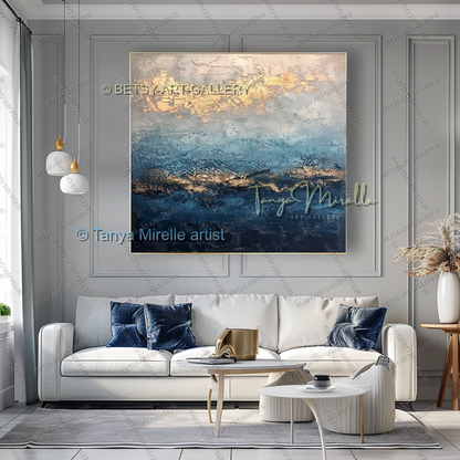 Deep Blue Structure – Modern Industrial Canvas, No Frame