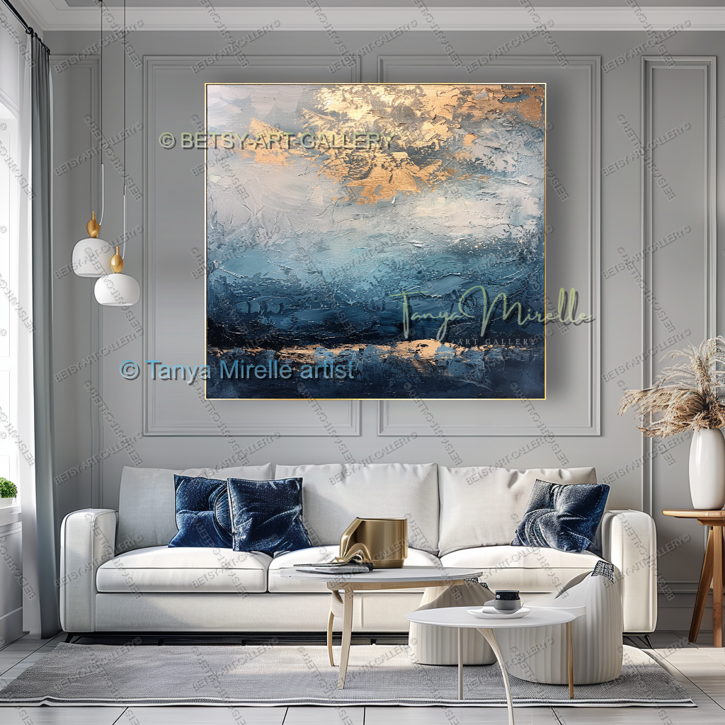 Deep Blue Structure – Modern Industrial Canvas, No Frame