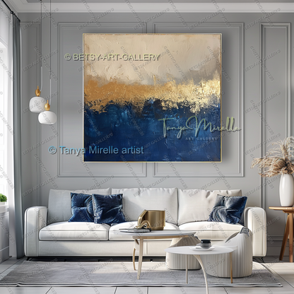 Deep Blue Structure – Modern Industrial Canvas, No Frame
