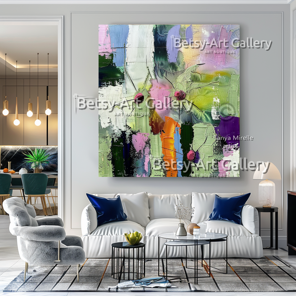 Rich Colors Abstract Canvas  – Textured Modern Painting #126