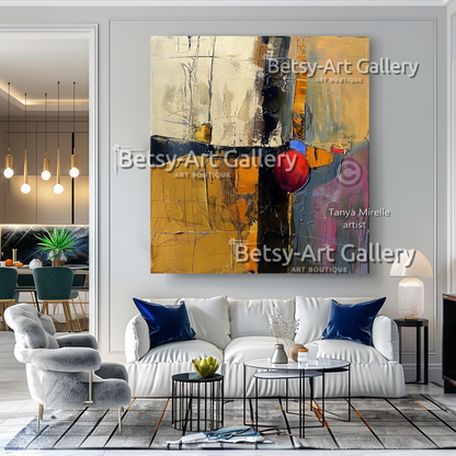 Colorful Abstract Painting on Canvas - Textured Impasto Artwork #56