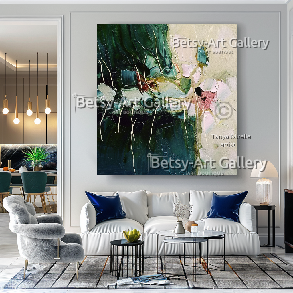 Large Vibrant Abstract – Modern Textured Impasto Wall Art #75 – Large – Oil on Canvas – {{ product.title }} canvas artwork by Tanya Mirelle – modern wall decor – original artwork for home, living room, office, or gallery – original artwork by BETSY-ART GALLERY