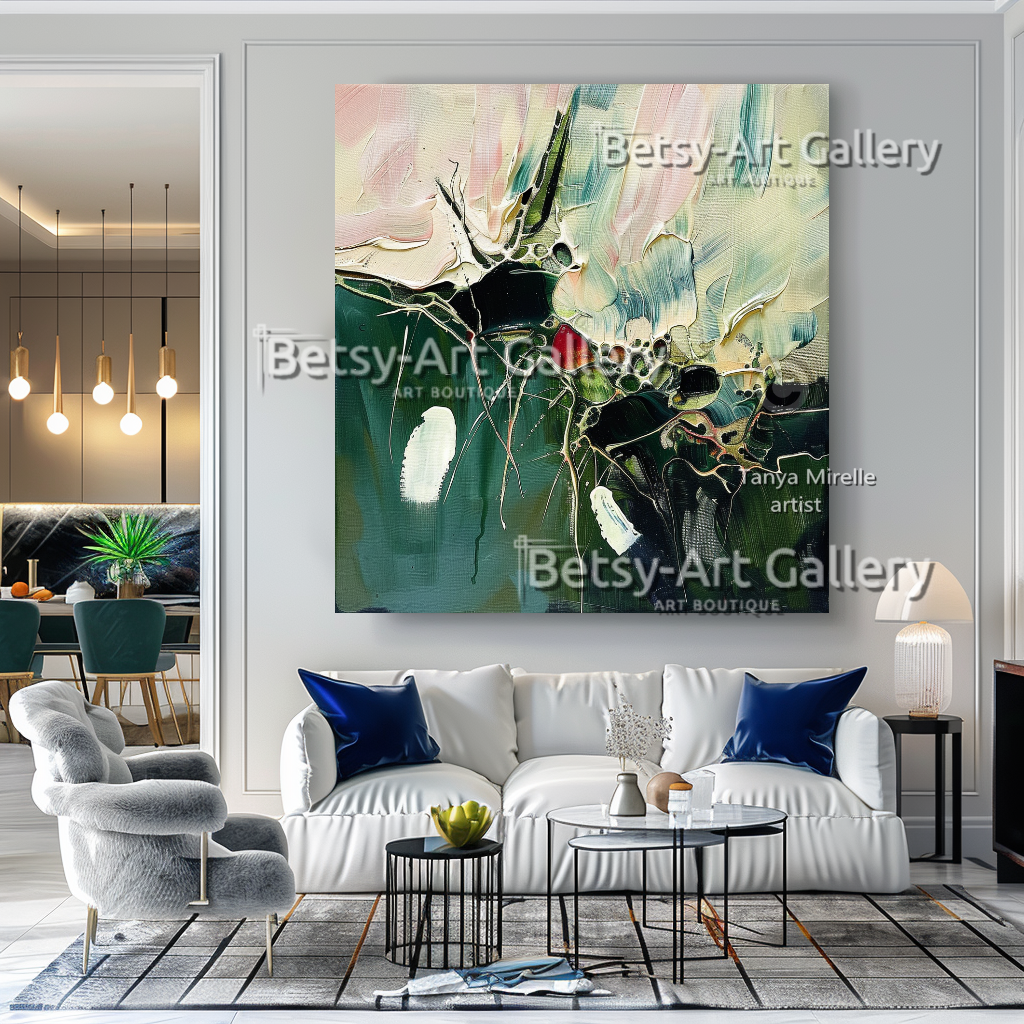 Large Vibrant Abstract – Modern Textured Impasto Wall Art #75 – Large – Oil on Canvas – {{ product.title }} canvas artwork by Tanya Mirelle – modern wall decor – original artwork for home, living room, office, or gallery – original artwork by BETSY-ART GALLERY