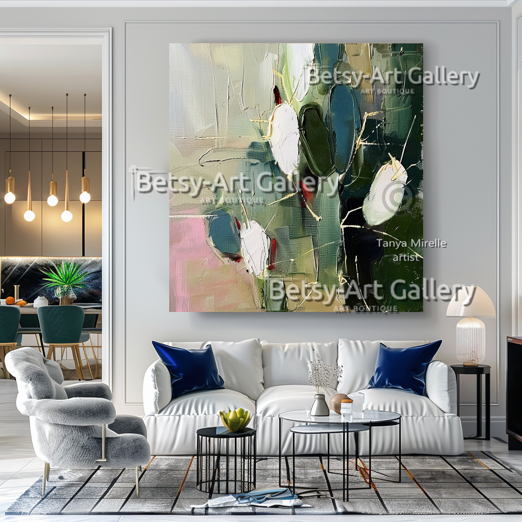 Large Vibrant Abstract – Modern Textured Impasto Wall Art #75 – Large – Oil on Canvas – {{ product.title }} canvas artwork by Tanya Mirelle – modern wall decor – original artwork for home, living room, office, or gallery – original artwork by BETSY-ART GALLERY