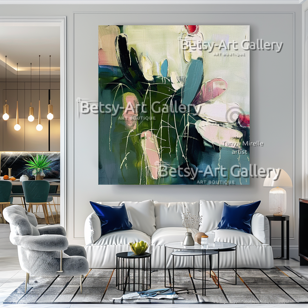 Large Vibrant Abstract – Modern Textured Impasto Wall Art #75 – Large – Oil on Canvas – {{ product.title }} canvas artwork by Tanya Mirelle – modern wall decor – original artwork for home, living room, office, or gallery – original artwork by BETSY-ART GALLERY