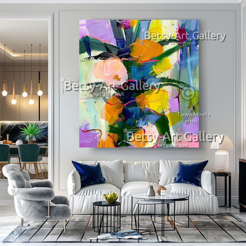 Tropical Radiance – Abstract Pineapple Textured Impasto Wall Art #79