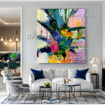 Tropical Radiance – Abstract Pineapple Textured Impasto Wall Art #79