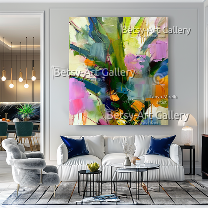 Tropical Radiance – Abstract Pineapple Textured Impasto Wall Art #79