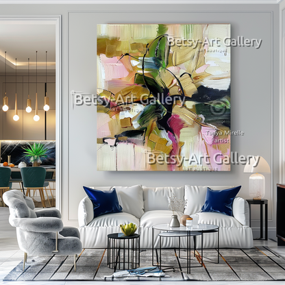 Floral Abstract Painting - Textured Impasto Wall Art #80