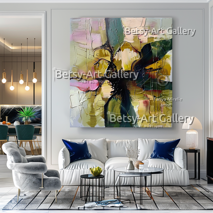 Floral Abstract Painting - Textured Impasto Wall Art #80