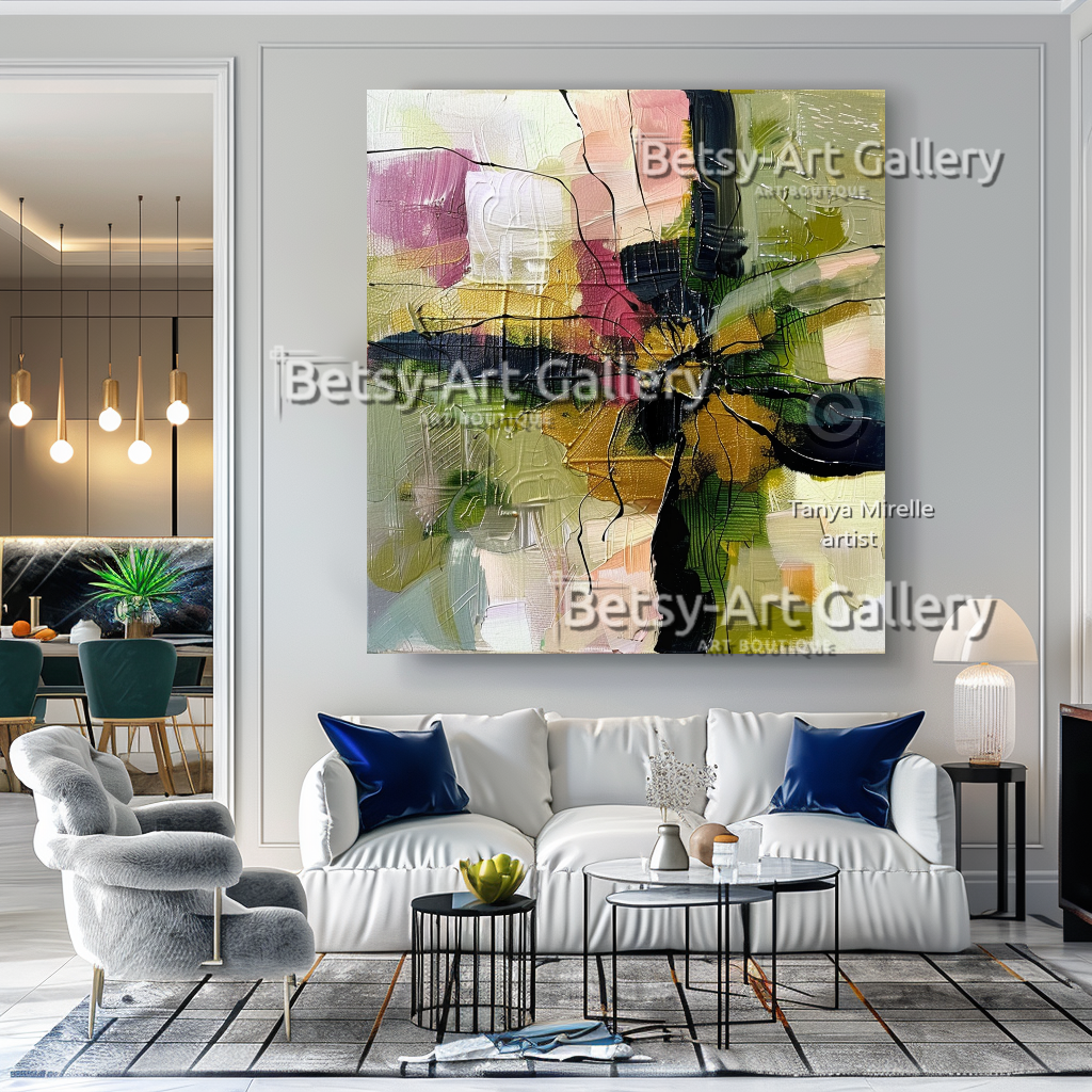 Floral Abstract Painting - Textured Impasto Wall Art #80