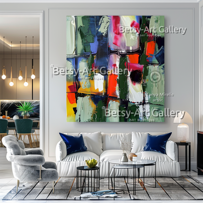 Colorful Modern Wall Art - Textured Impasto Painting #90