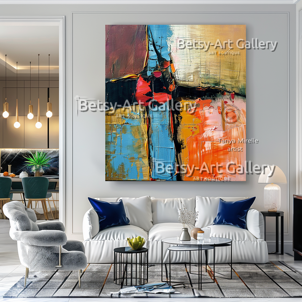 Bold Colors Modern Wall Art - Textured Impasto Painting #94