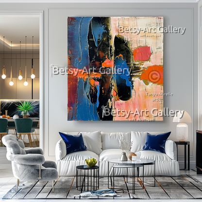 Bold Colors Modern Wall Art - Textured Impasto Painting #94