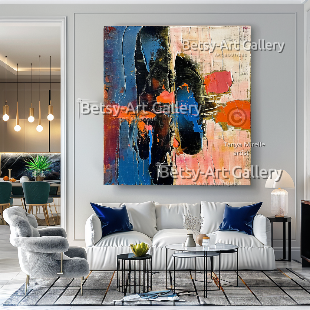 Colorful Modern Wall Art - Textured Impasto Painting #93 – Large – Oil on Canvas – {{ product.title }} canvas artwork by Tanya Mirelle – modern wall decor – original artwork for home, living room, office, or gallery – original artwork by BETSY-ART GALLERY