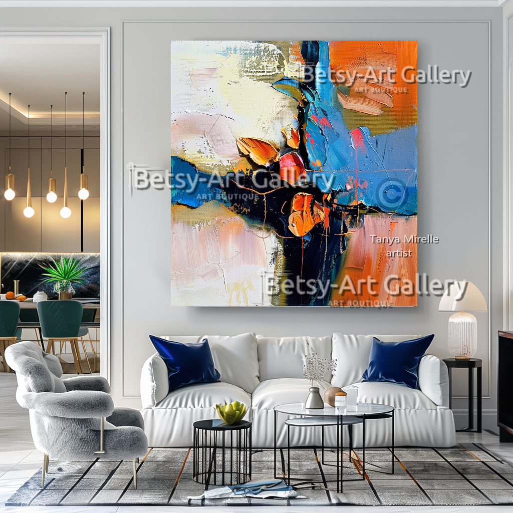 Bold Colors Modern Wall Art - Textured Impasto Painting #94