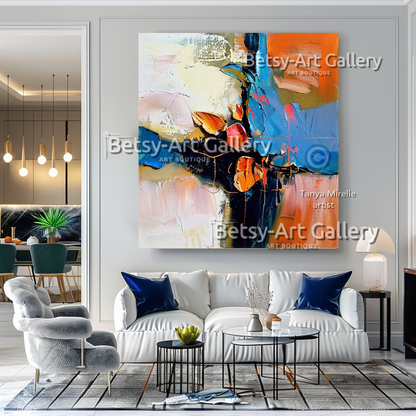 Bold Colors Modern Wall Art - Textured Impasto Painting #94