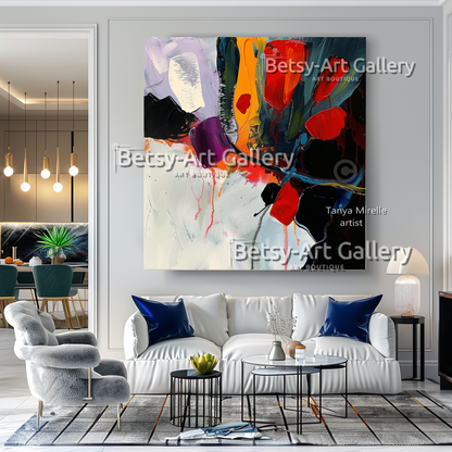 Bold Colors Modern Wall Art - Textured Impasto Painting #100