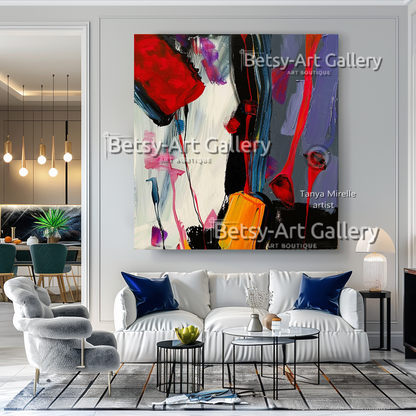 Bold Colors Modern Wall Art - Textured Impasto Painting #100