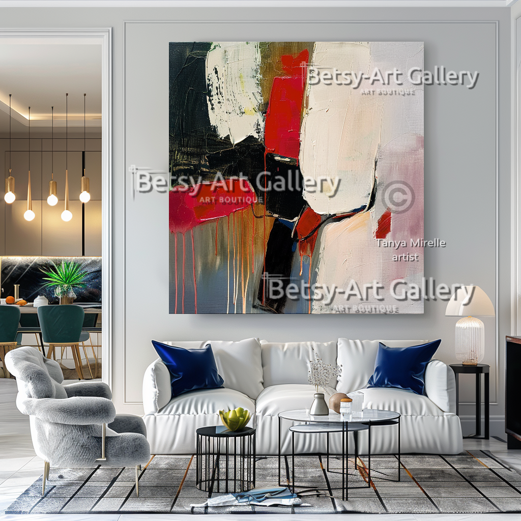 Bold Colors Modern Wall Art - Textured Impasto Painting #103
