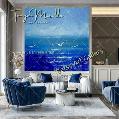 Blue Ocean Painting – Extra Large Abstract Wall Art