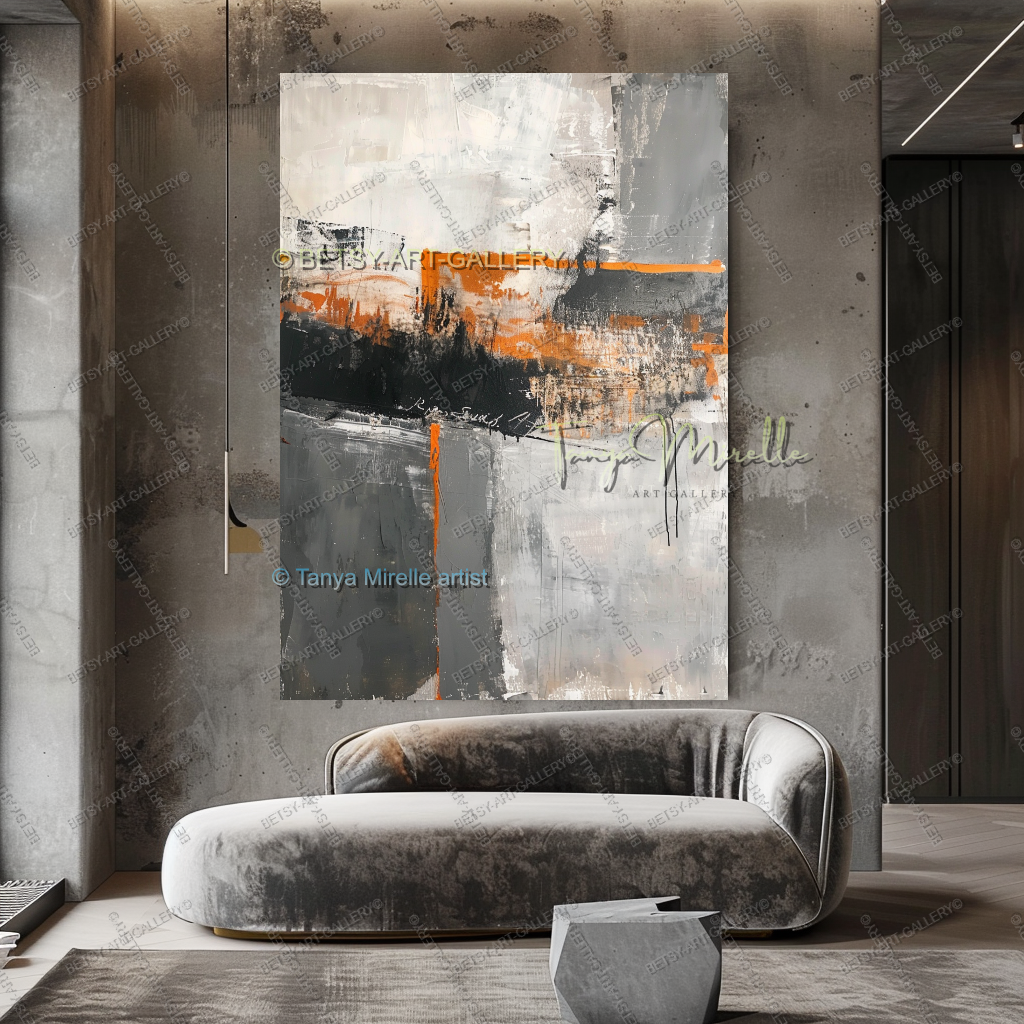 Copper Horizon - Handmade Abstract Art Industrial Design Spaces
