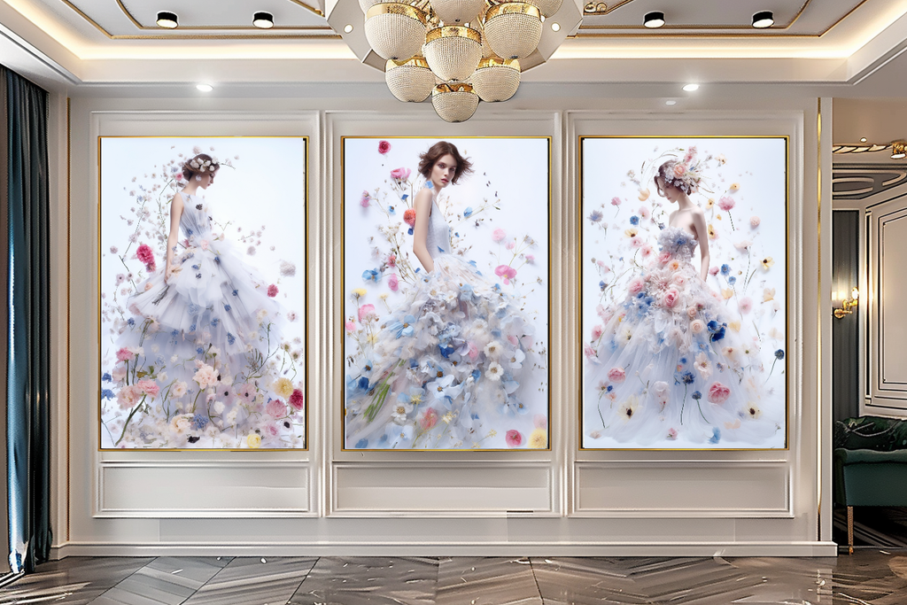 Floral Elegance in Bloom - Floral Woman Canvas Art - Romantic Print on Canvas - Luxury Canvas Wall Art – Large – Oil on Canvas – {{ product.title }} canvas artwork by Tanya Mirelle – modern wall decor – original artwork for home, living room, office, or gallery – original artwork by BETSY-ART GALLERY